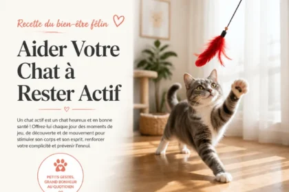 Un chat actif jouant avec un jouet coloré pour rester en forme et heureux.