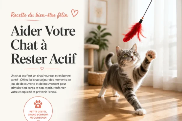 Un chat actif jouant avec un jouet coloré pour rester en forme et heureux.