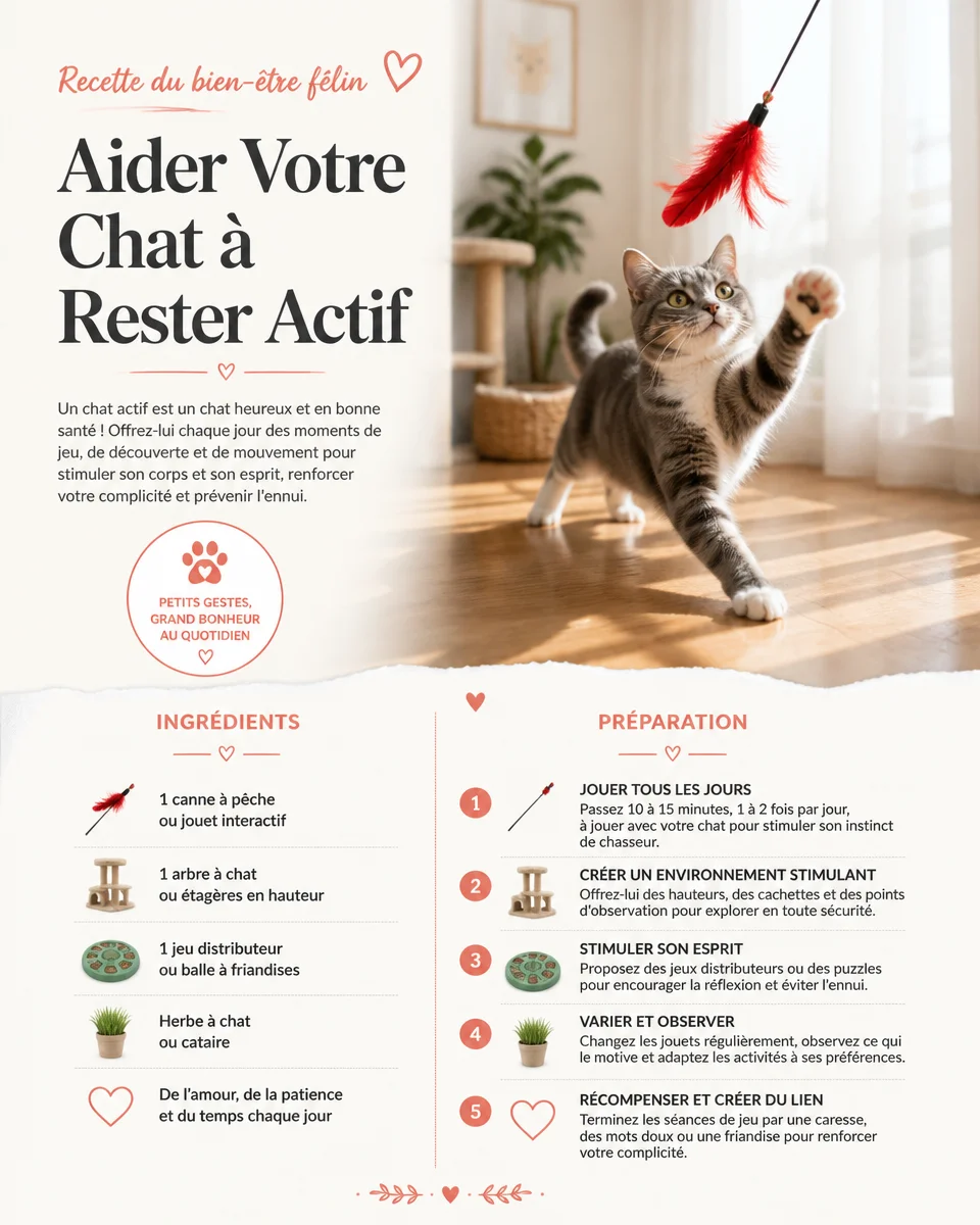 Un chat actif jouant avec un jouet coloré pour rester en forme et heureux.