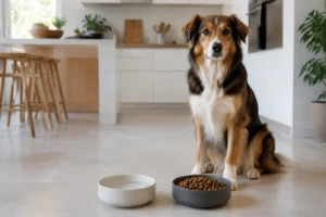 Alimentation adaptée et eau fraîche pour un chien