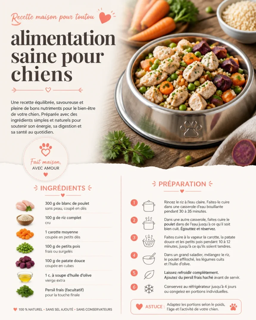 Alimentation saine du chien avec repas complet et eau fraîche