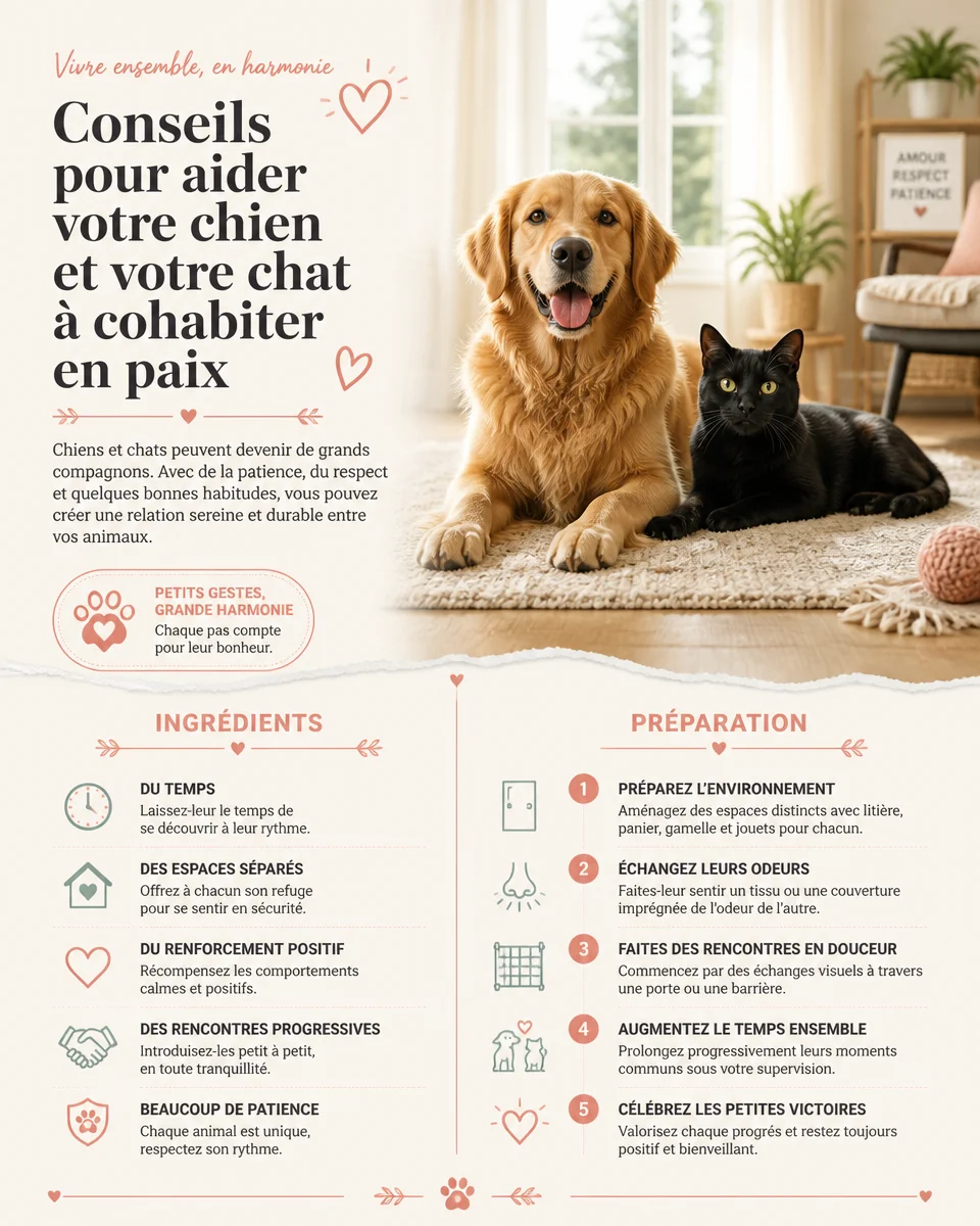 Conseils pour chien et chat cohabiter en paix