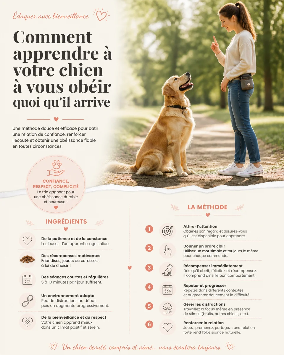 Un chien obéissant suit les instructions de son maître dans un cadre d'éducation canine.