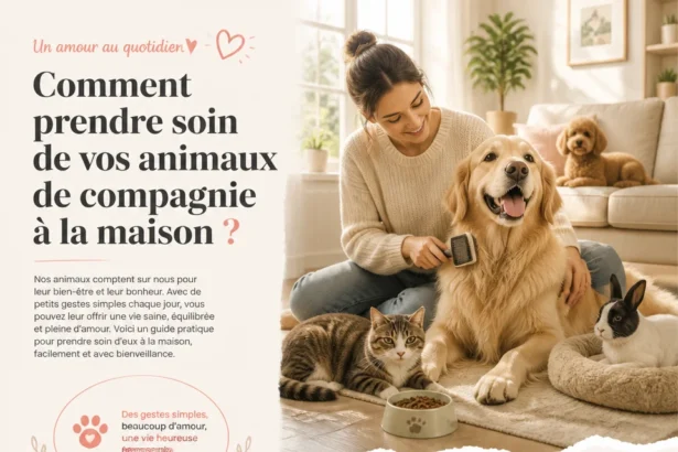 Un propriétaire prenant soin de ses animaux de compagnie à la maison.