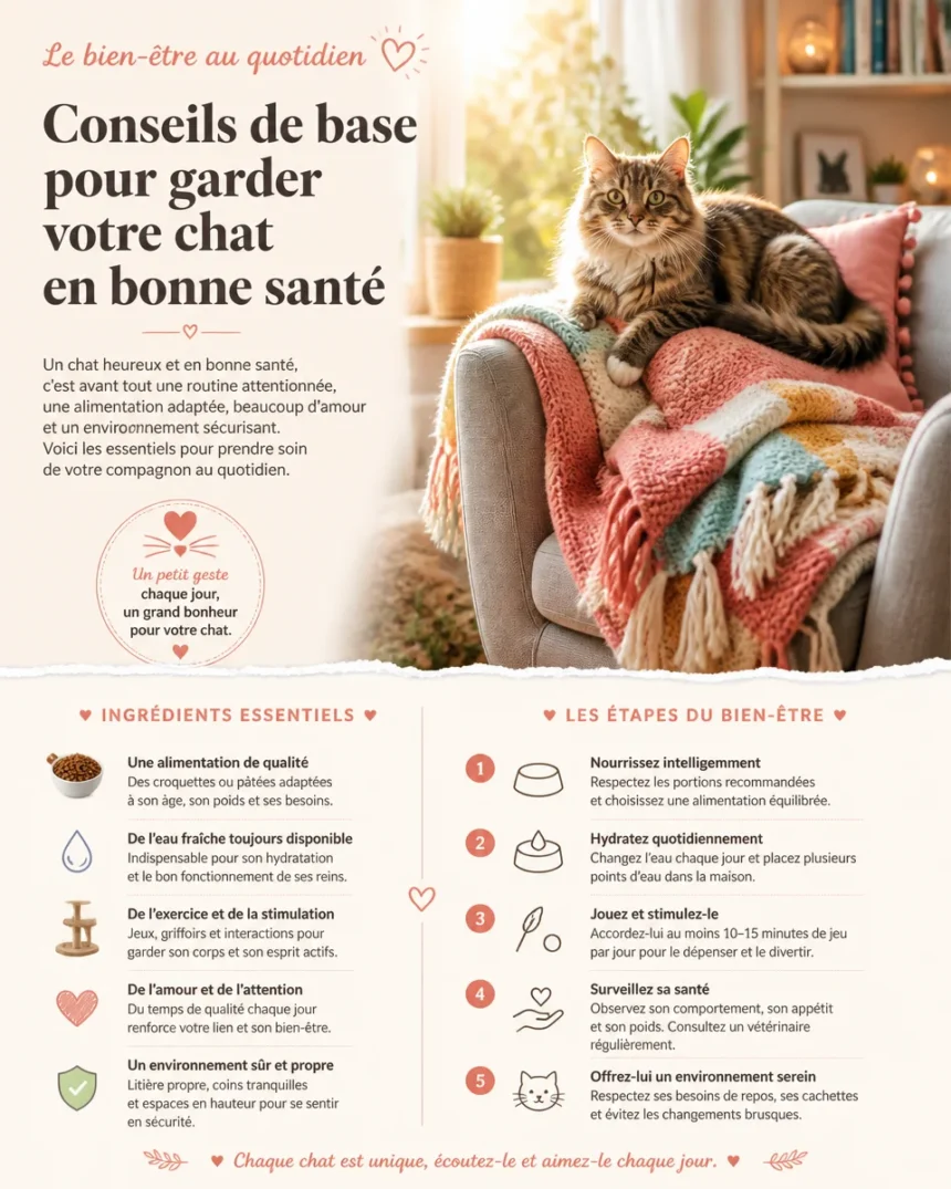 Chat en bonne santé avec des conseils de soins félin