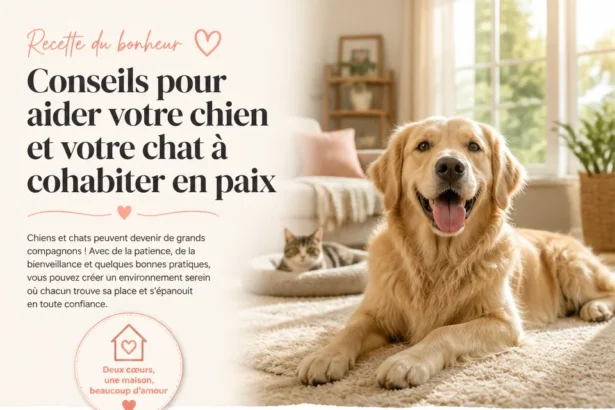 Chien et chat cohabitant en paix à la maison avec conseils pratiques