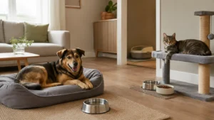 Maison préparée pour accueillir un chien et un chat