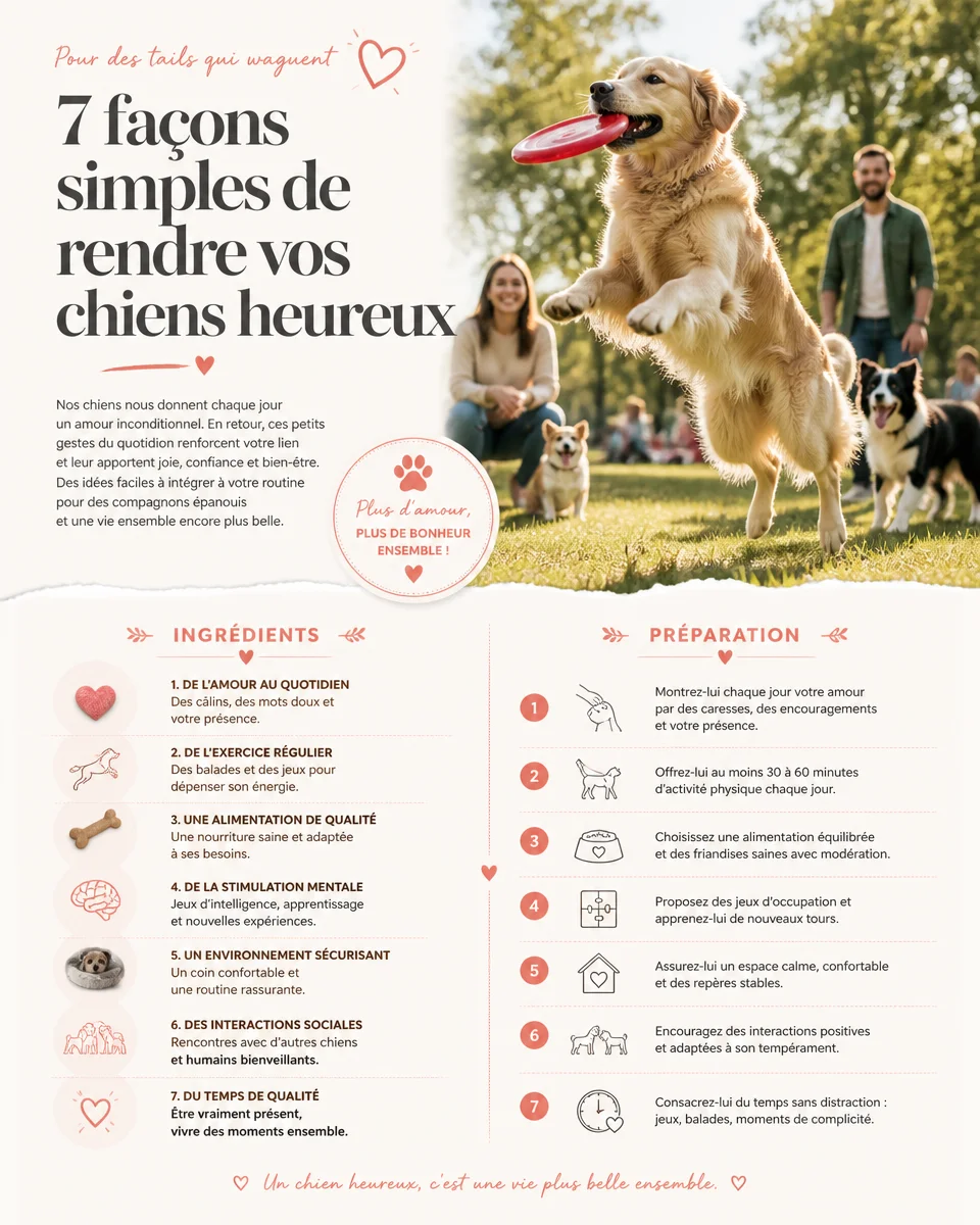 Chiens heureux jouent dans le jardin avec leurs jouets.