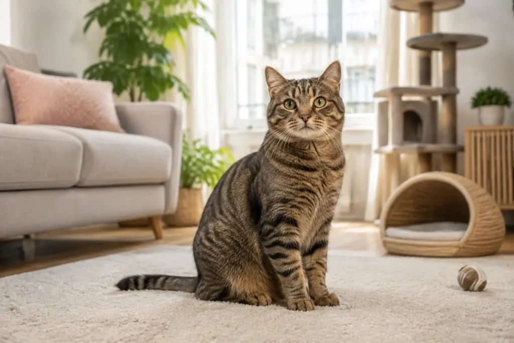 Chat actif jouant en sécurité avec un jouet interactif