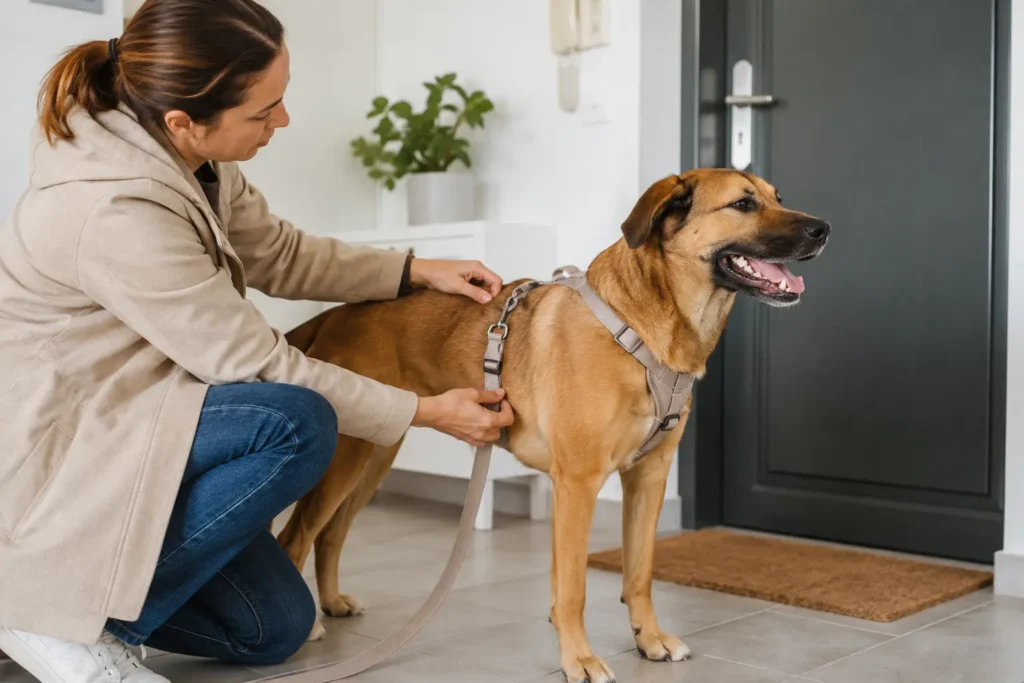 Chien explorant et reniflant calmement pendant une promenade