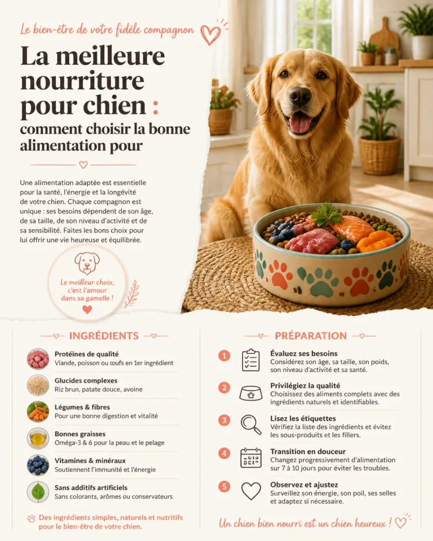 Bols de nourriture pour chien, offrant une alimentation saine et équilibrée