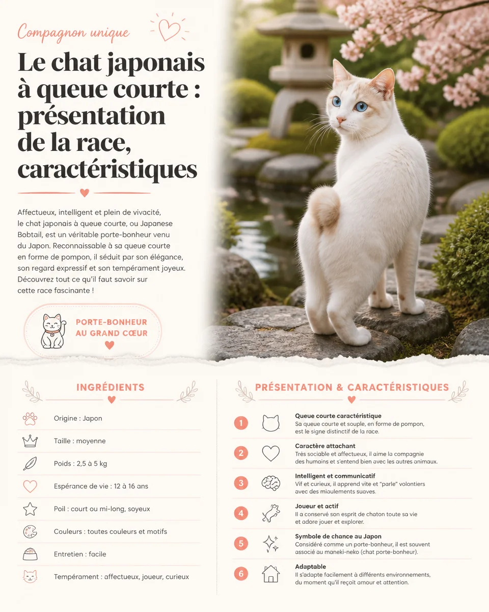 Chat japonais à queue courte, race unique et ses caractéristiques