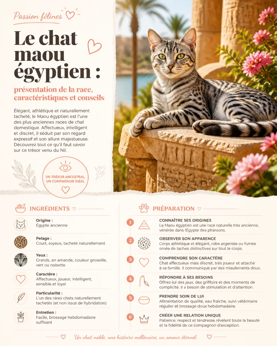 Chat maou égyptien : caractéristiques et conseils d'entretien de cette race unique