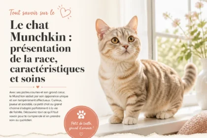 Chat Munchkin présentant ses caractéristiques et ses soins dans un environnement domestique.