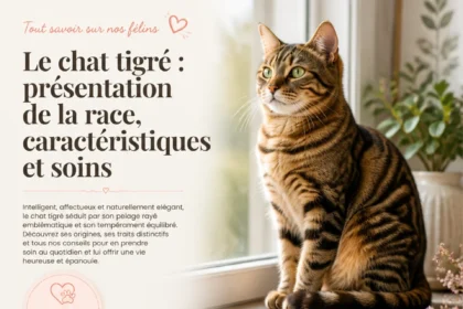 Chat tigré posé sur un coussin, montrant ses caractéristiques distinctives.