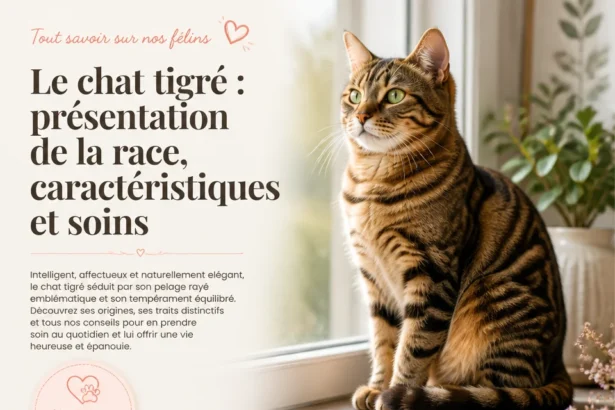 Chat tigré posé sur un coussin, montrant ses caractéristiques distinctives.