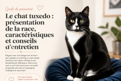 Chat tuxedo élégant avec pelage noir et blanc, caractéristiques et conseils d'entretien.