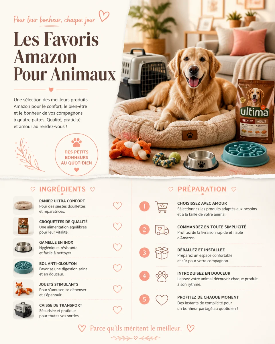 Produits pour animaux préférés sur Amazon pour le bien-être de vos compagnons.