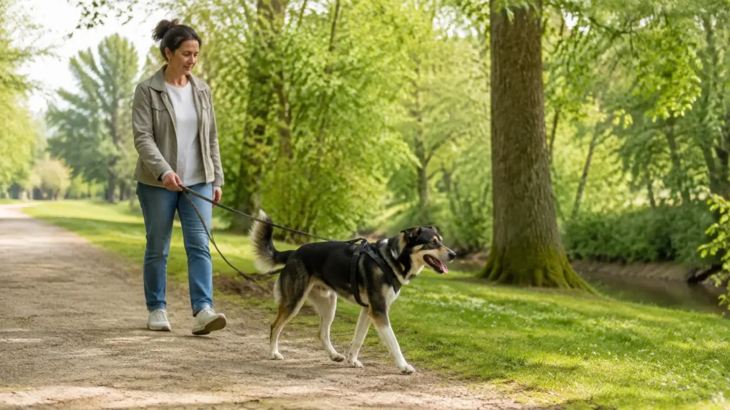 Propriétaire observant la mobilité naturelle de son chien