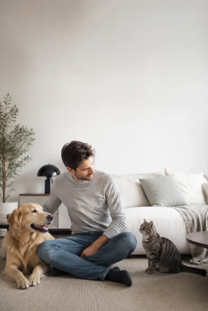 Interaction positive et respectueuse entre une personne et son animal