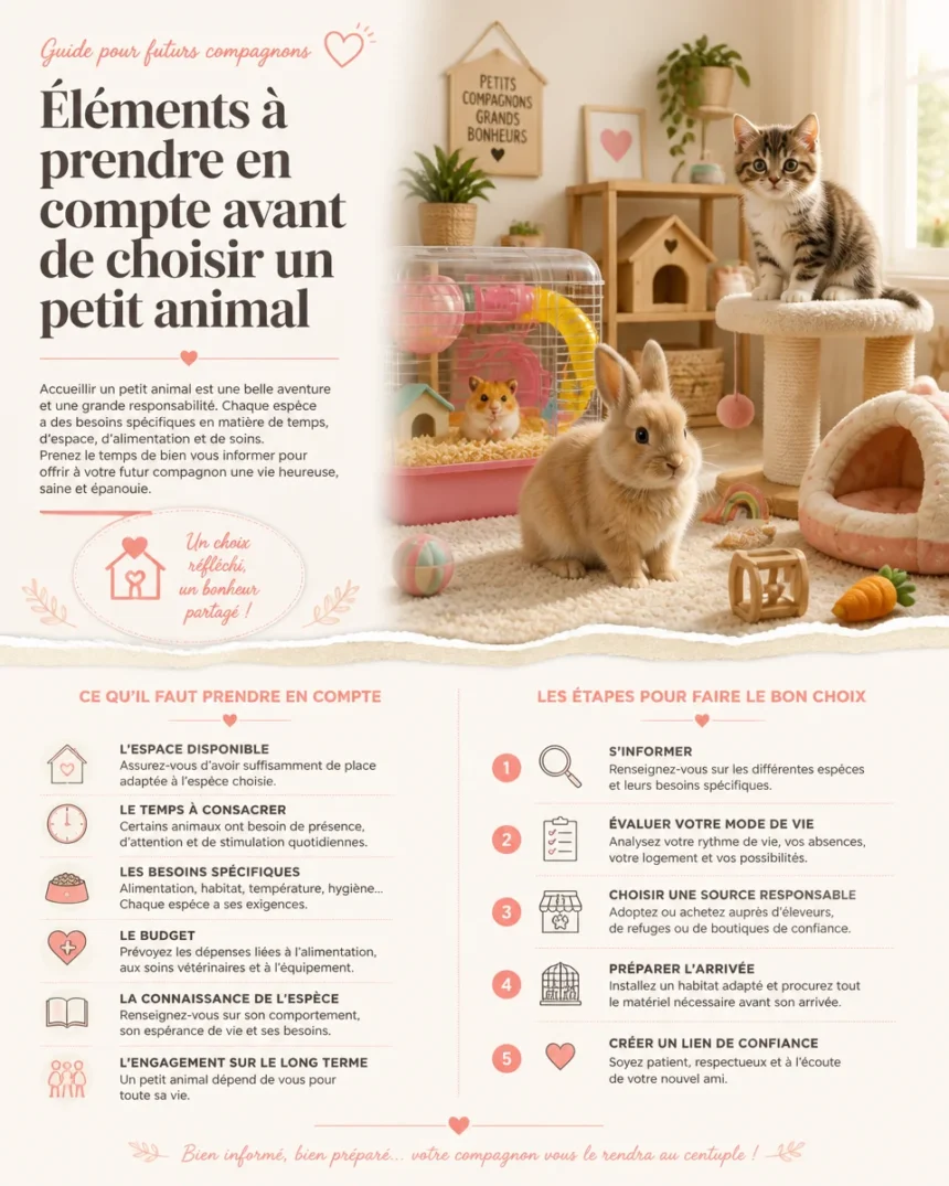 Petit animal de compagnie avec conseils essentiels pour bien s'en occuper.