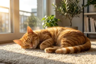 Un chat endormi paisiblement sur un coussin moelleux