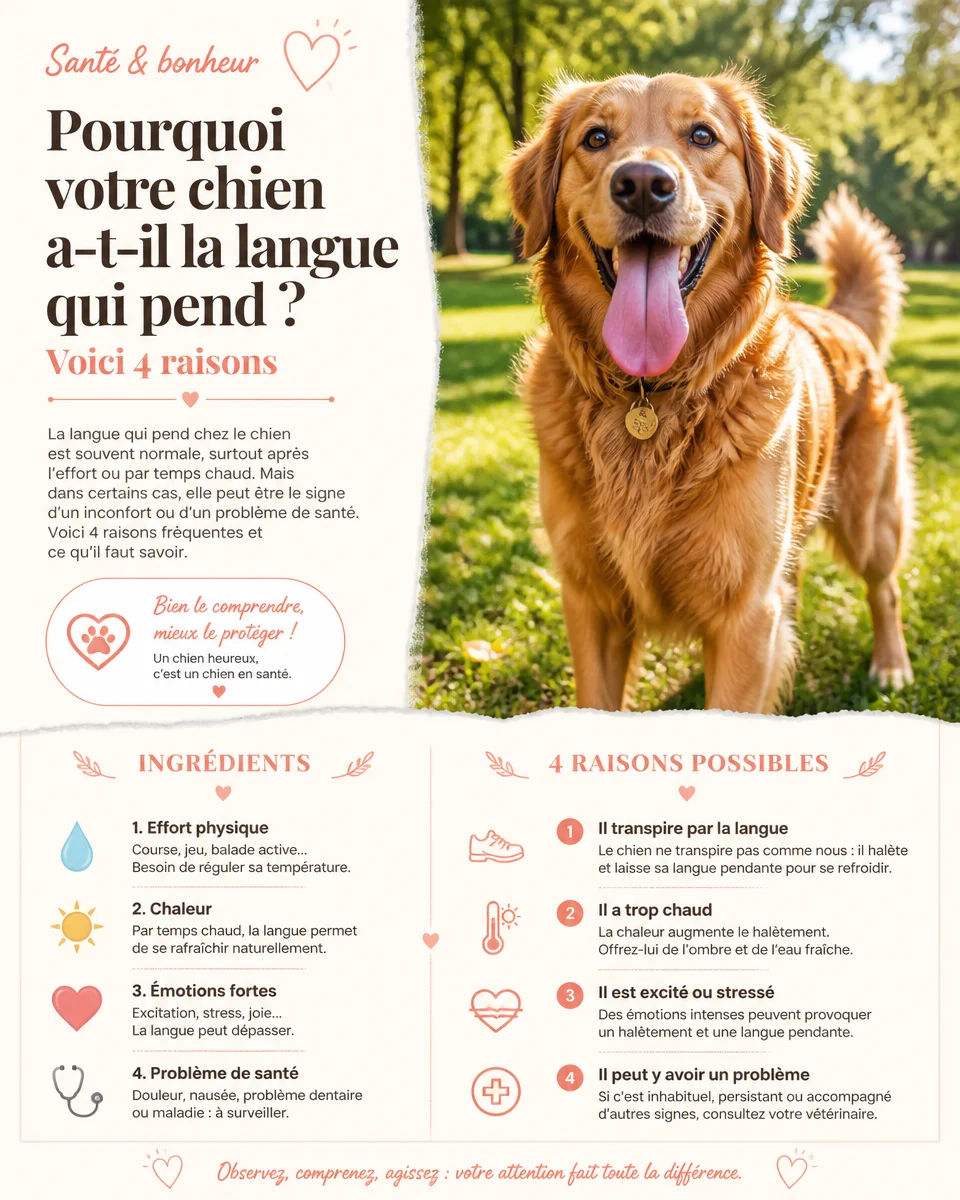 Chien avec la langue qui pend, explorant les raisons et la santé canines.