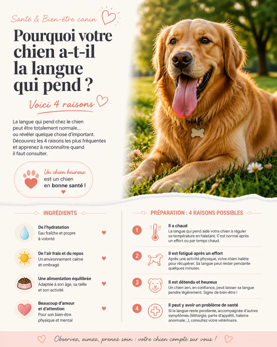 Chien avec la langue qui pend, illustrant les raisons de ce comportement.