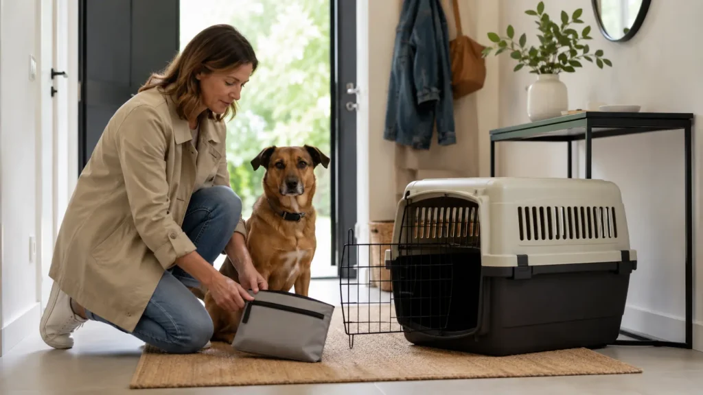 Propriétaire notant les changements de santé de son chien
