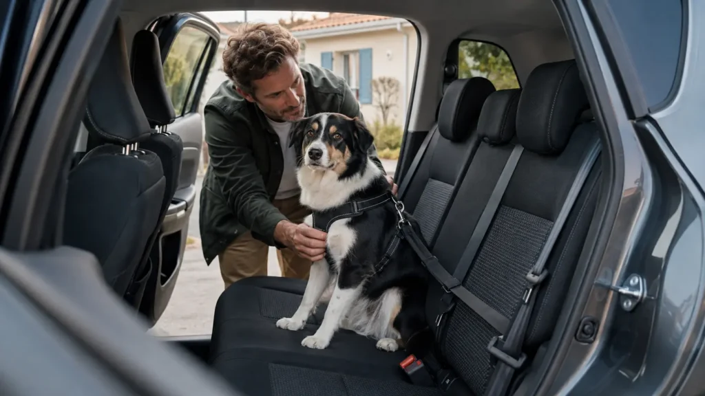 Documents vétérinaires préparés pour le voyage d’un chien