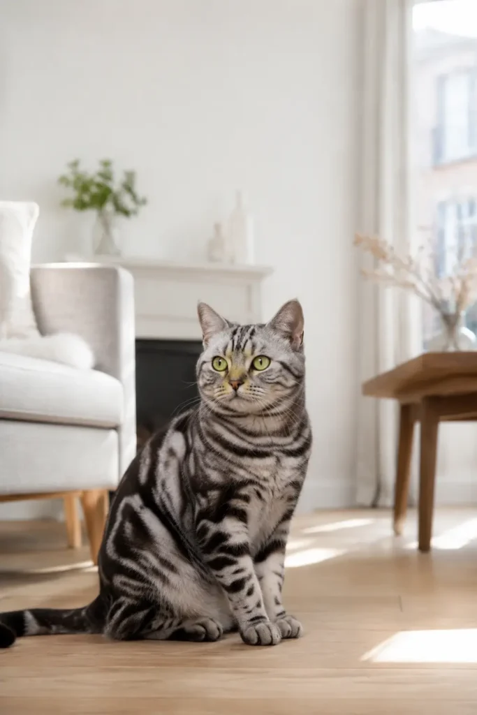 Caractéristiques physiques d’un American Shorthair silver tabby