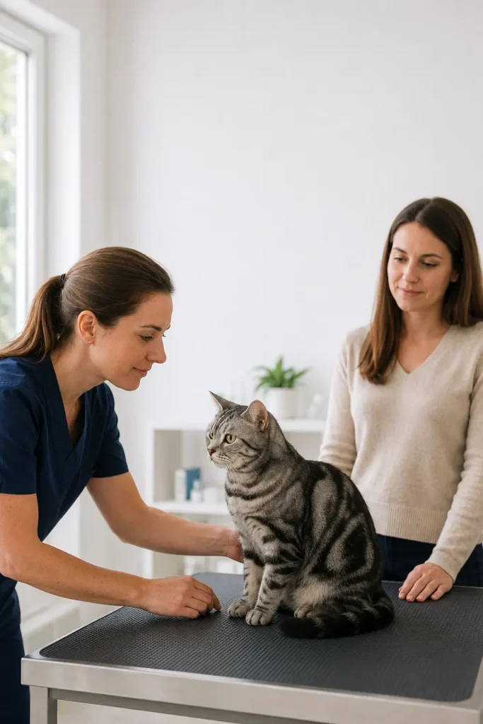 Brossage doux du pelage d’un American Shorthair