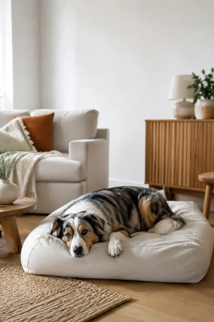 Propriétaire vérifiant l’ajustement d’un harnais adapté au chien