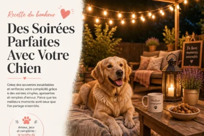 Un chien heureux profitant d'une soirée parfaite avec ses propriétaires