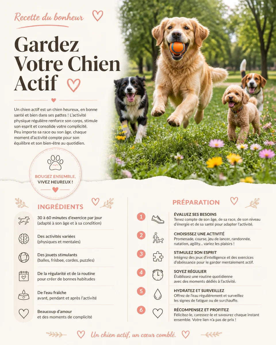 Chien actif jouant dans un parc, symbole de bien-être et d'activité canine.