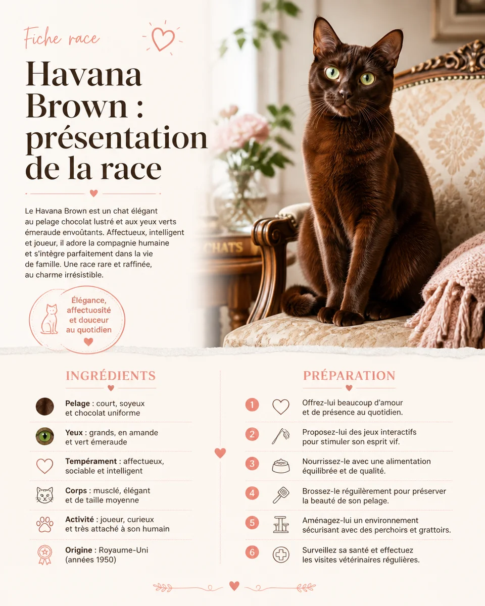 Chat Havana Brown au pelage brun et aux yeux fascinants.