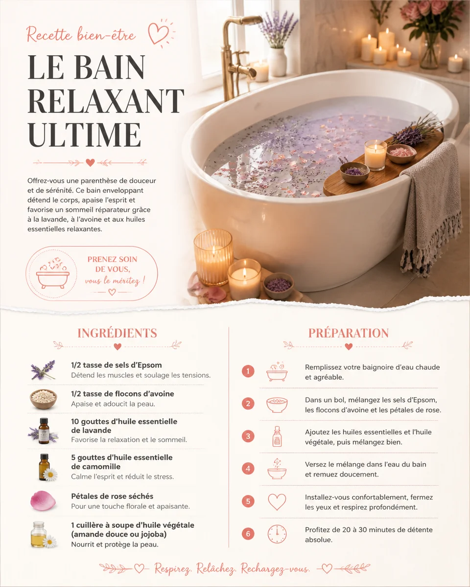 Image d'un bain relaxant ultime avec bougies et fleurs pour la détente