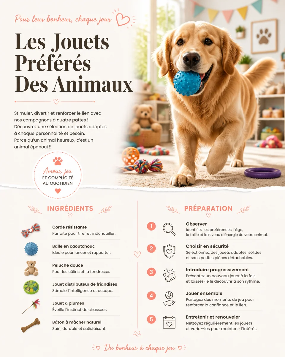 Animaux jouant avec des jouets adaptés pour leur bien-être