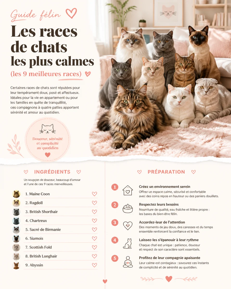 Les races de chats les plus calmes pour un compagnon tranquille à la maison