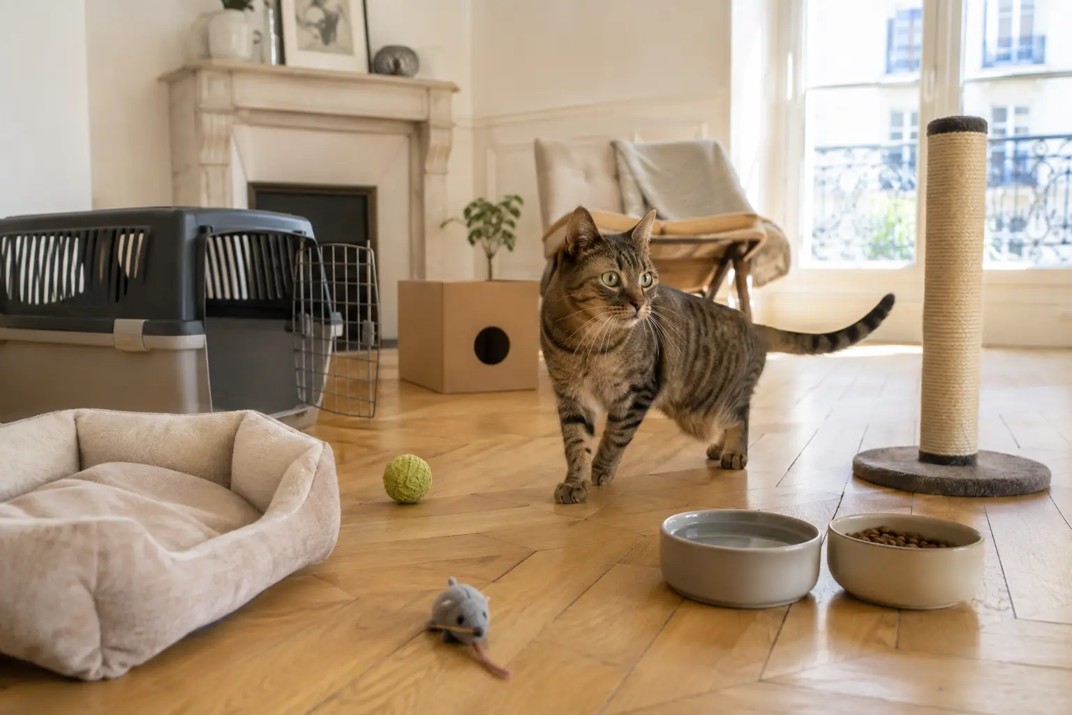 Accessoires pour chat utiles dans une maison bien préparée.