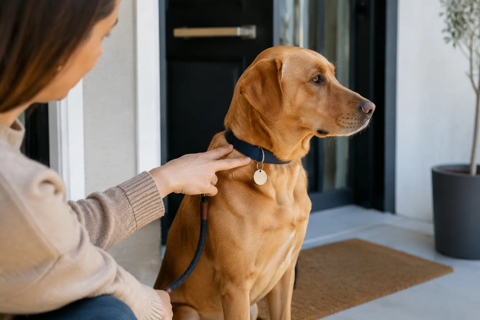 Harnais en Y correctement ajusté sur un chien.