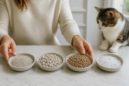 Litière pour chat adaptée à sa taille et ses préférences.