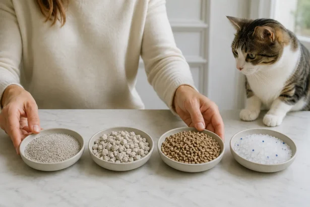 Litière pour chat adaptée à sa taille et ses préférences.