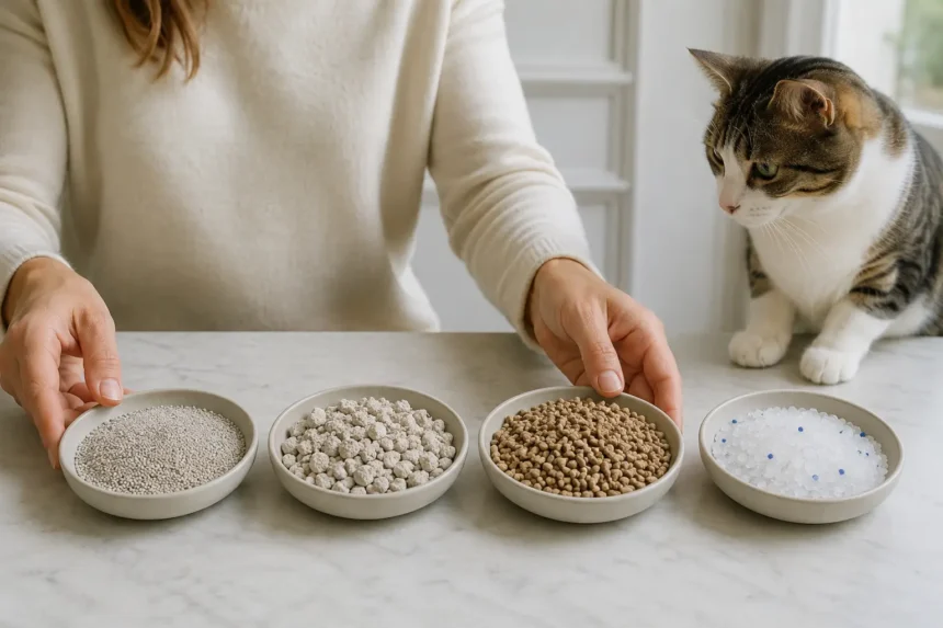 Litière pour chat adaptée à sa taille et ses préférences.