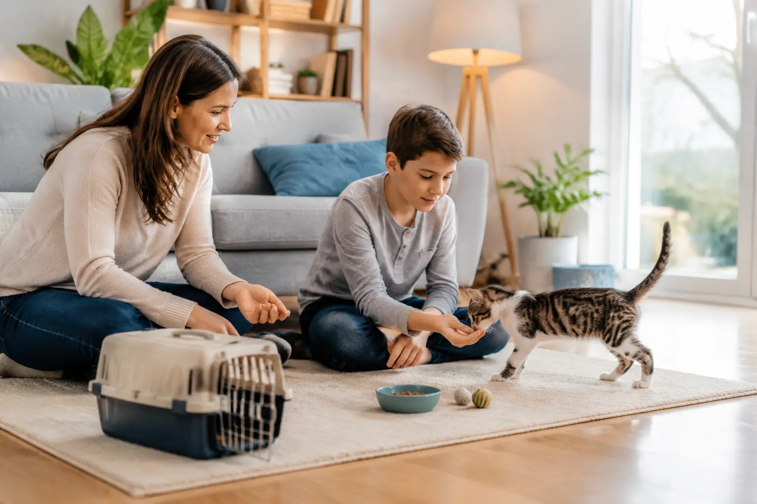 Apprendre à un chaton à utiliser un griffoir stable.