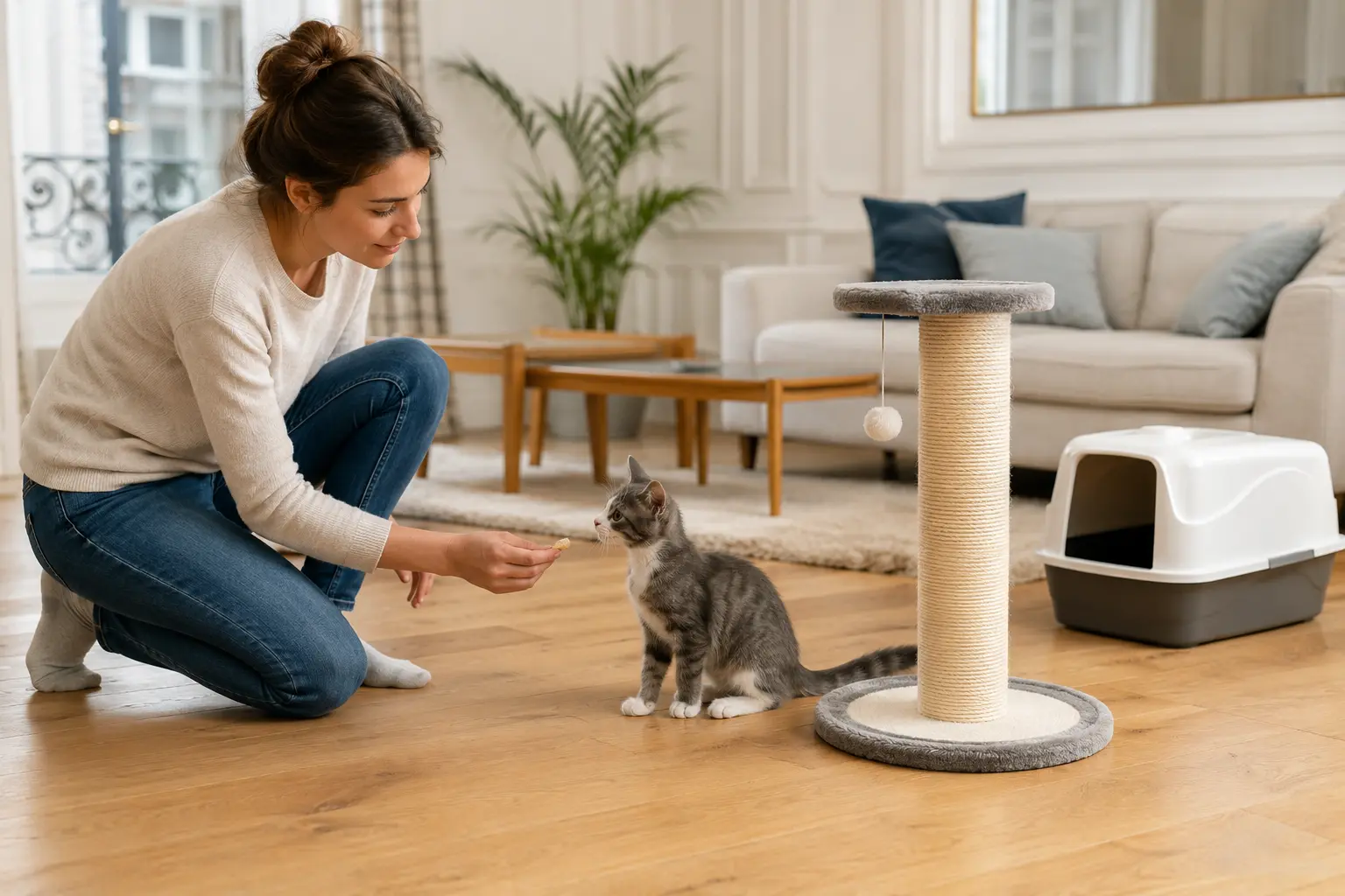 Installer de bonnes habitudes de litière chez le chaton.