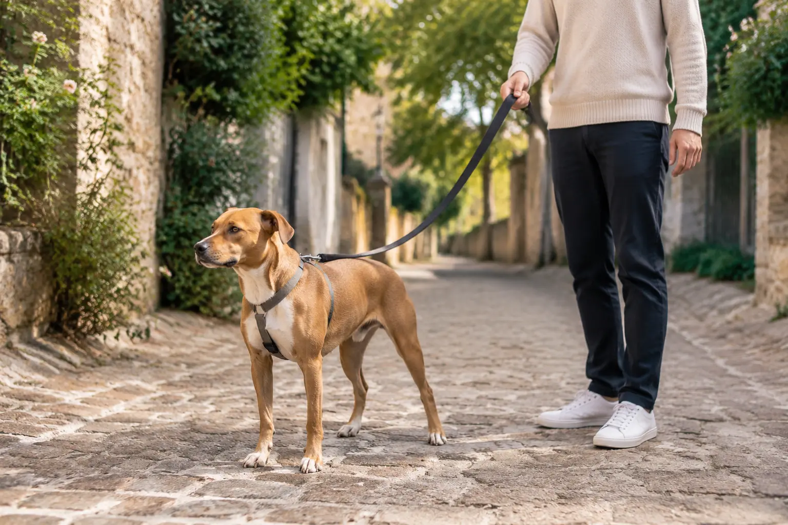 Comparer différentes formes de harnais pour chien.