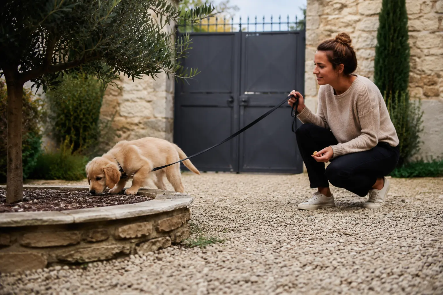 Récompenser le chiot immédiatement après une réussite dehors.