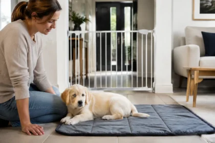 Nettoyer un accident du chiot calmement sans le punir.
