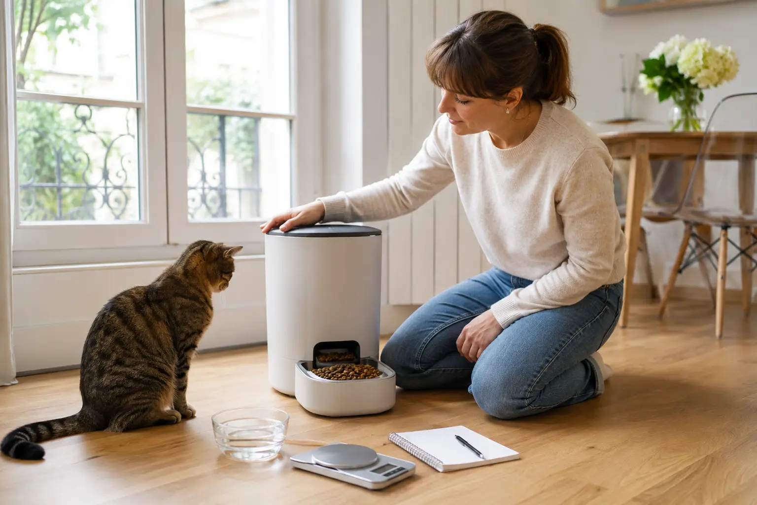 Nettoyer régulièrement un distributeur automatique de croquettes.